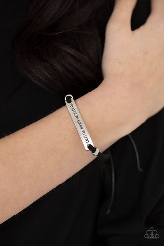 To Live, To Learn, To Love- Black and Silver Bracelet- Paparazzi Accessories