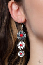 Load image into Gallery viewer, Totem Temptress- Red and Silver Earrings- Paparazzi Accessories
