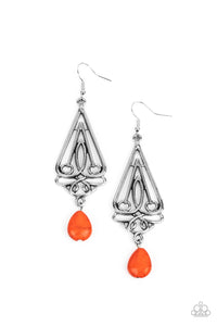 Transcendent Trendsetter- Orange and Silver Earrings- Paparazzi Accessories
