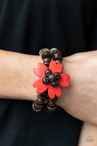 Tropical Flavor- Red and Brown Bracelet- Paparazzi Accessories