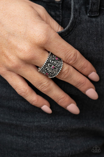 Tropical Nights- Pink and Silver Ring- Paparazzi Accessories