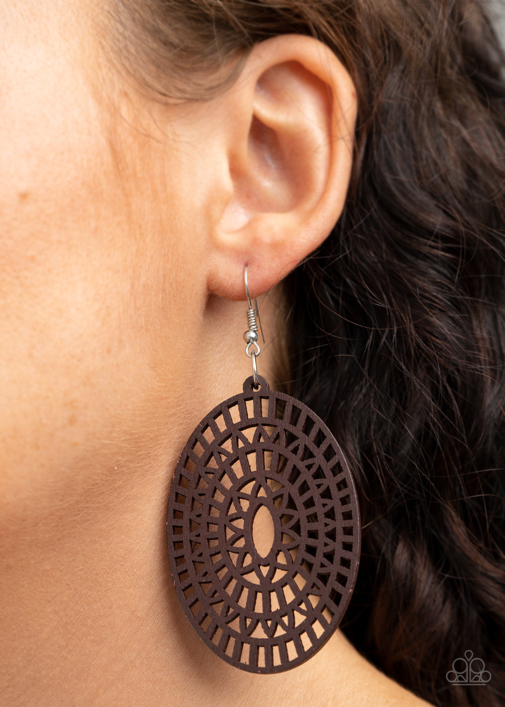 Tropical Retreat- Brown and Silver Earrings- Paparazzi Accessories