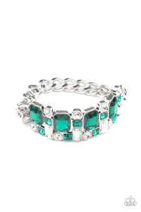 Urban Crest- Green and Silver Bracelet- Paparazzi Accessories