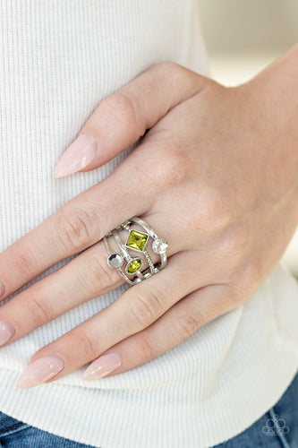 Urban Meditation- Green and Silver Ring- Paparazzi Accessories