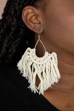 Load image into Gallery viewer, Wanna Piece Of MACRAME- White and Silver Earrings- Paparazzi Accessories