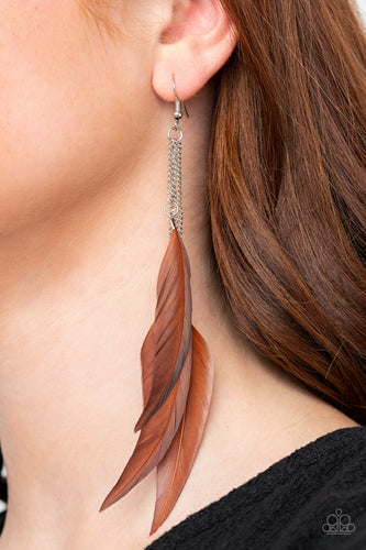 West Side Western- Brown and Silver Earrings- Paparazzi Accessories