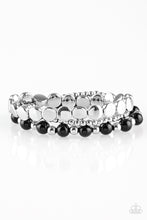Load image into Gallery viewer, Girly Girl Glamour- Black and Silver Bracelet- Paparazzi Accessories