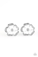Load image into Gallery viewer, Hibiscus Springs- White ad Silver Earrings- Paparazzi Accessories