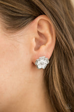 Load image into Gallery viewer, Hibiscus Springs- White ad Silver Earrings- Paparazzi Accessories