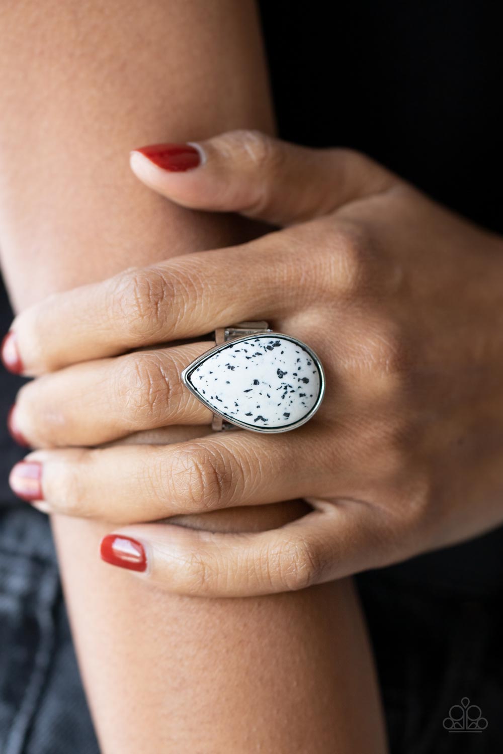 Stormy Sunrise - White and Silver Ring- Paparazzi Accessories