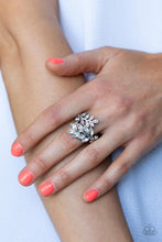 Load image into Gallery viewer, Glowing Gardenista - White and Silver Ring- Paparazzi Accessories
