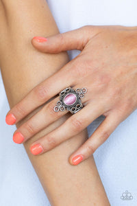 Mystical Mystique - Pink and Silver Ring- Paparazzi Accessories