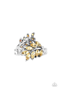 Glowing Gardenista - Yellow and Silver Ring- Paparazzi Accessories