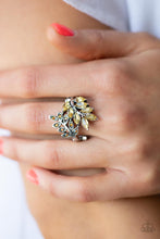 Load image into Gallery viewer, Glowing Gardenista - Yellow and Silver Ring- Paparazzi Accessories