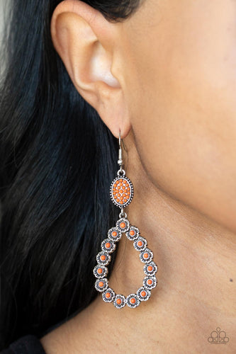Farmhouse Fashion Show - Orange and Silver Earrings- Paparazzi Accessories