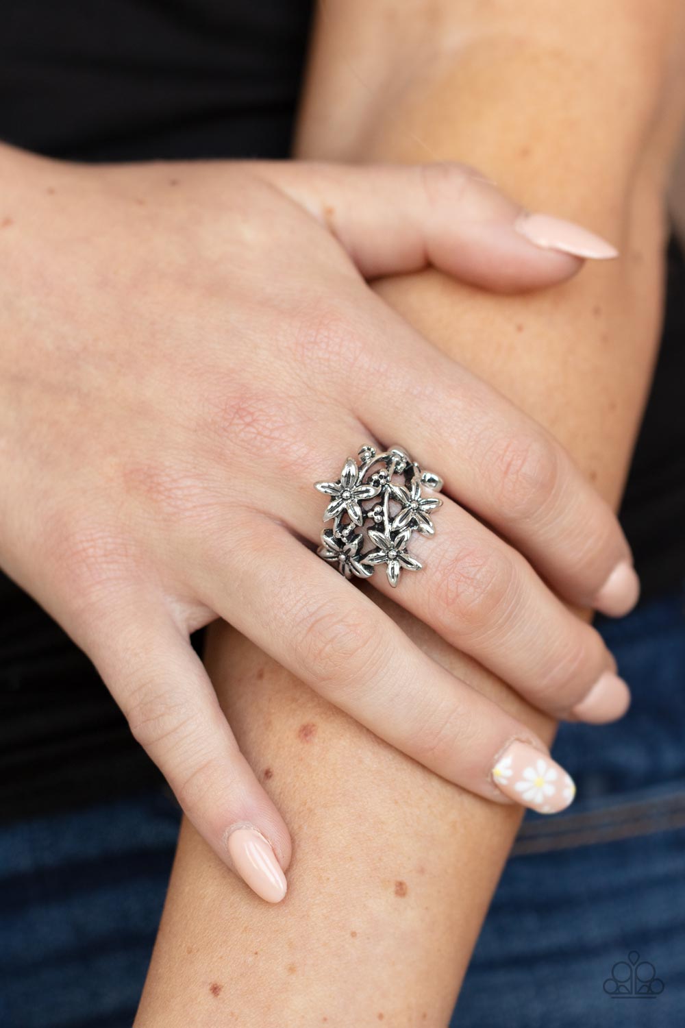 Prairie Primrose - Silver Ring- Paparazzi Accessories
