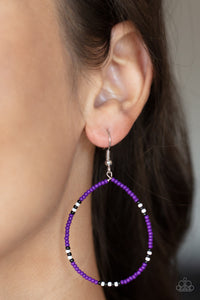Keep Up The Good BEADWORK - Purple and White Earrings- Paparazzi Accessories