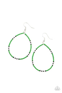 Keep Up The Good BEADWORK - Green and Black Earrings- Paparazzi Accessories