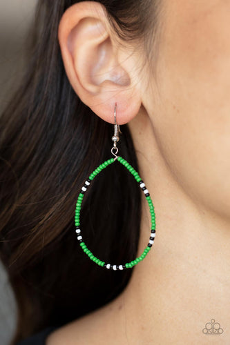 Keep Up The Good BEADWORK - Green and Black Earrings- Paparazzi Accessories