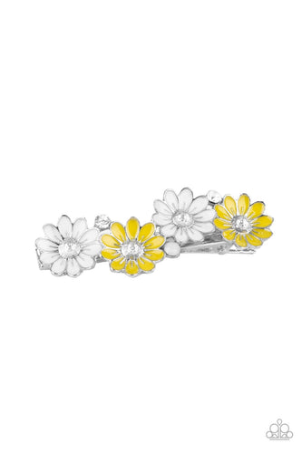 Ok, BLOOMER - Yellow and Silver Hair Clips- Paparazzi Accessories