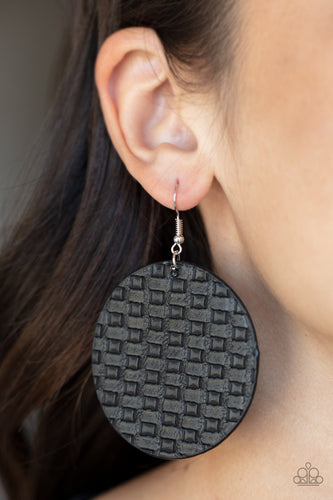 WEAVE Me Out Of It - Black and Silver Earrings- Paparazzi Accessories
