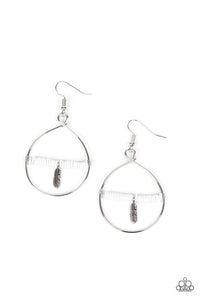 Free Bird Freedom - White and Silver Earrings- Paparazzi Accessories