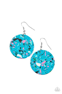 Tenaciously Terrazzo - Blue and Silver Earrings- Paparazzi Accessories