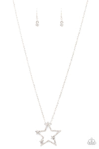 I Pledge Allegiance to the Sparkle - White and Silver Necklace- Paparazzi Accessories