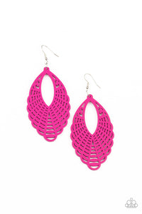 Tahiti Tankini - Pink and Silver Earrings- Paparazzi Accessories