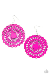 Island Sun - Pink and Silver Earrings- Paparazzi Accessories