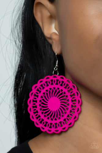 Island Sun - Pink and Silver Earrings- Paparazzi Accessories