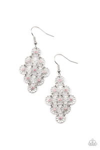 Bustling Blooms - Pink and Silver Earrings- Paparazzi Accessories