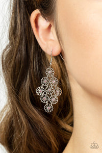 Bustling Blooms - Pink and Silver Earrings- Paparazzi Accessories