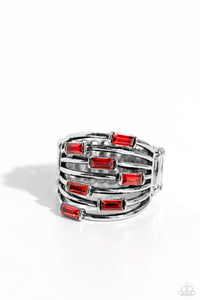 Exceptional Edge - Red and Silver Ring- Paparazzi Accessories