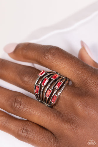 Exceptional Edge - Red and Silver Ring- Paparazzi Accessories