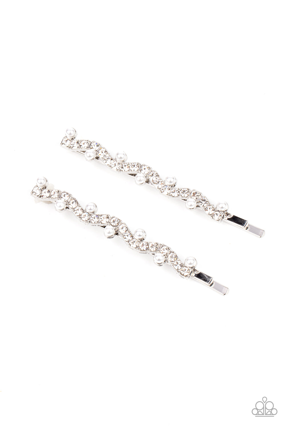 Ballroom Banquet - White and Silver Hair Pins- Paparazzi Accessories
