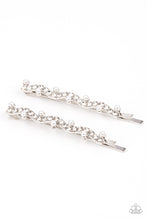 Load image into Gallery viewer, Ballroom Banquet - White and Silver Hair Pins- Paparazzi Accessories