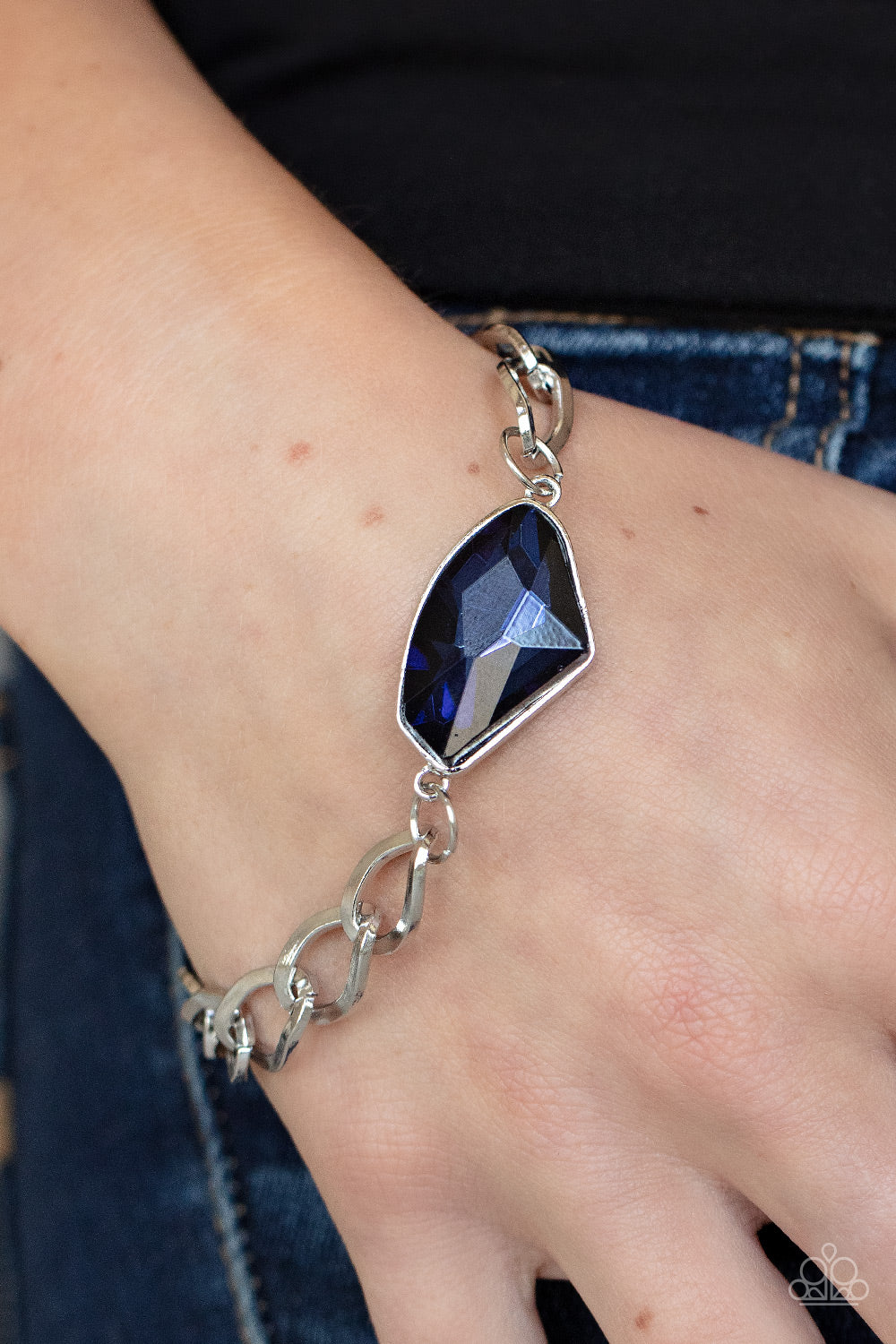 Galactic Grunge - Blue and Silver Bracelet- Paparazzi Accessories