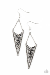 Sharp-Dressed Drama - Silver Earrings- Paparazzi Accessories