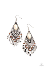 Load image into Gallery viewer, Earthy Etiquette - White and Silver Earrings- Paparazzi Accessories
