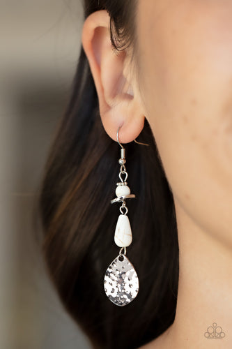 Artfully Artisan - White and Silver Earrings- Paparazzi Accessories