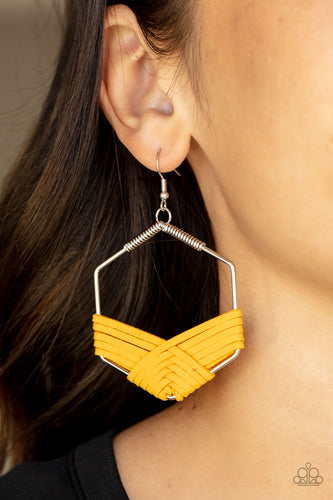 Suede Solstice - Yellow and Silver Earrings- Paparazzi Accessories