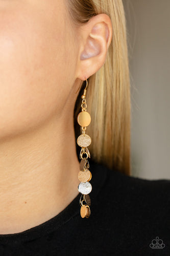 Game CHIME - Multi-toned Gold Earrings- Paparazzi Accessories
