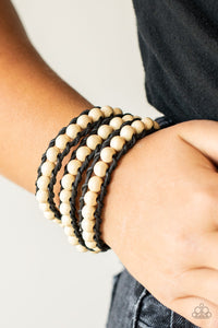 Pine Paradise - White and Black Bracelet- Paparazzi Accessories