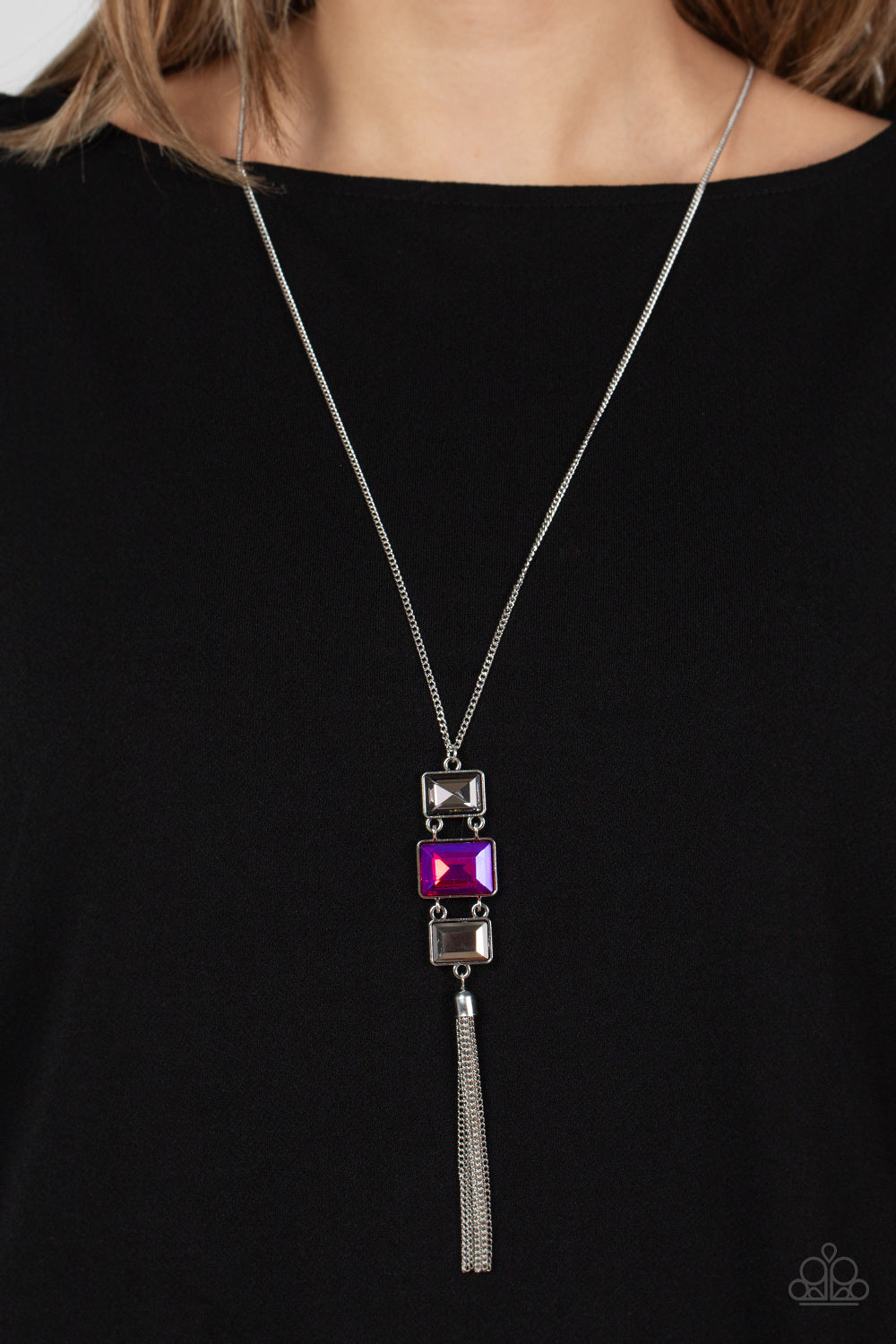 Uptown Totem - Pink and Silver Necklace- Paparazzi Accessories