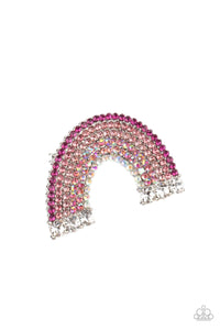 Somewhere Over The RHINESTONE Rainbow - Pink and Silver Hair Clip- Paparazzi Accessories