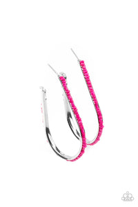 Beaded Bauble - Pink and Silver Earrings- Paparazzi Accessories