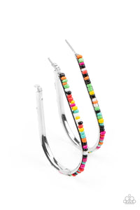 Beaded Bauble - Multicolored Silver Earrings- Paparazzi Accessories