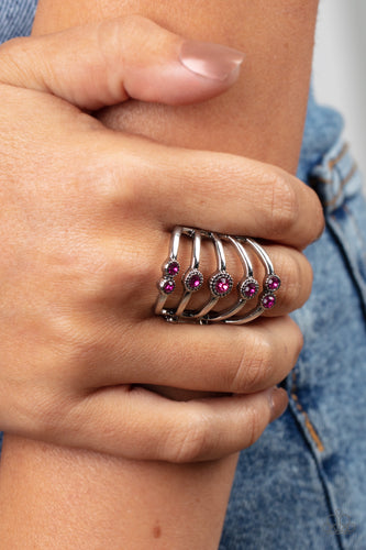 Layer On The Luster - Pink and Silver Ring- Paparazzi Accessories