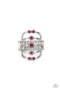 Layer On The Luster - Pink and Silver Ring- Paparazzi Accessories